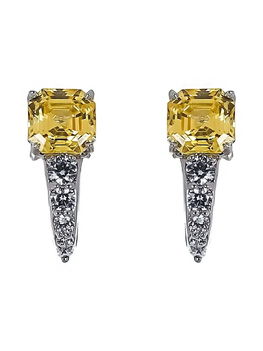 Canary Square Stone Earrings