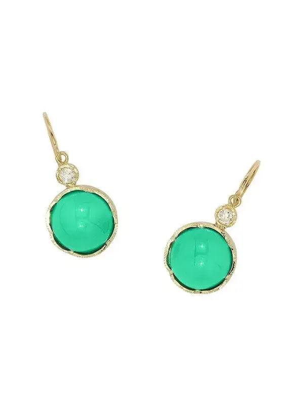 Chrysoprase Diamond Drop Earrings Chrysoprase Diamond Drop Earrings