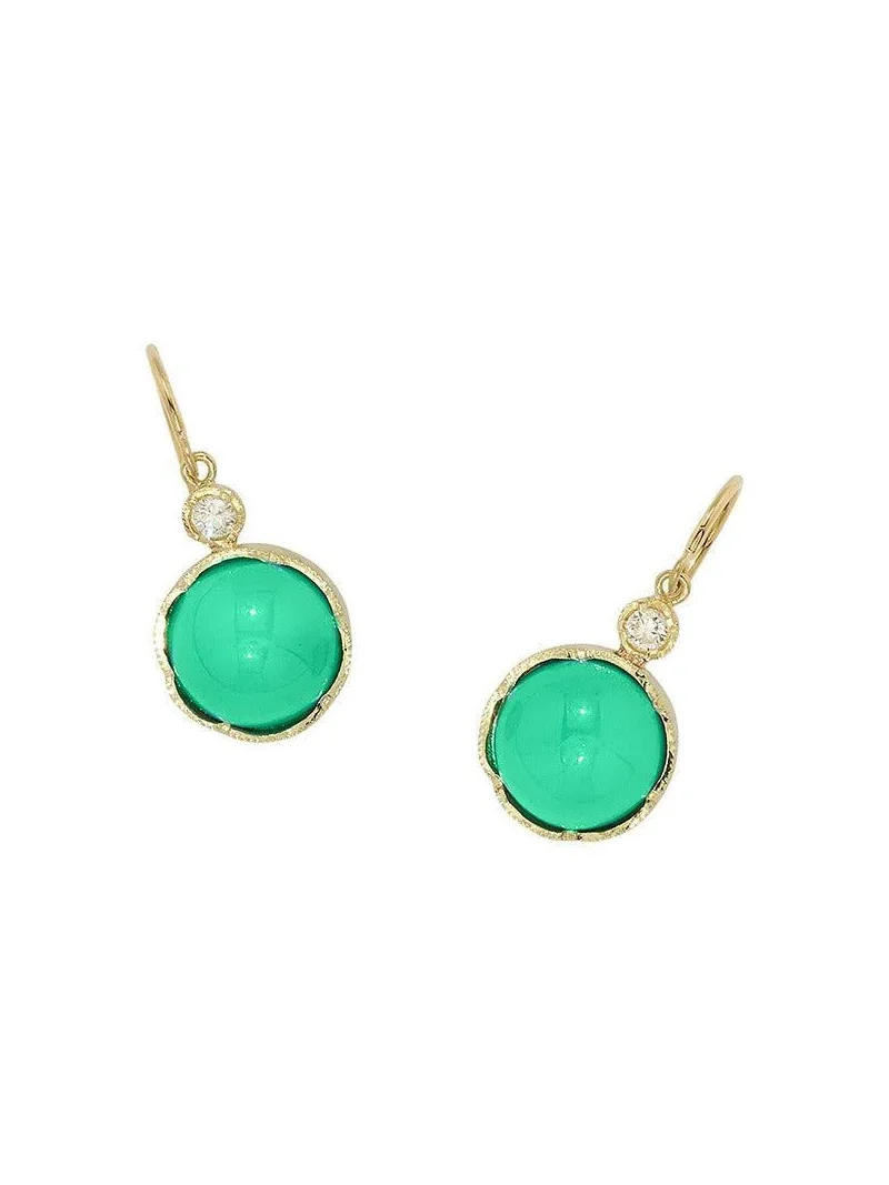 Chrysoprase Diamond Drop Earrings Chrysoprase Diamond Drop Earrings