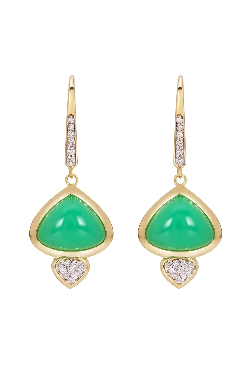 Marina B Chrysoprase Diamond Trisolina Drop Earrings