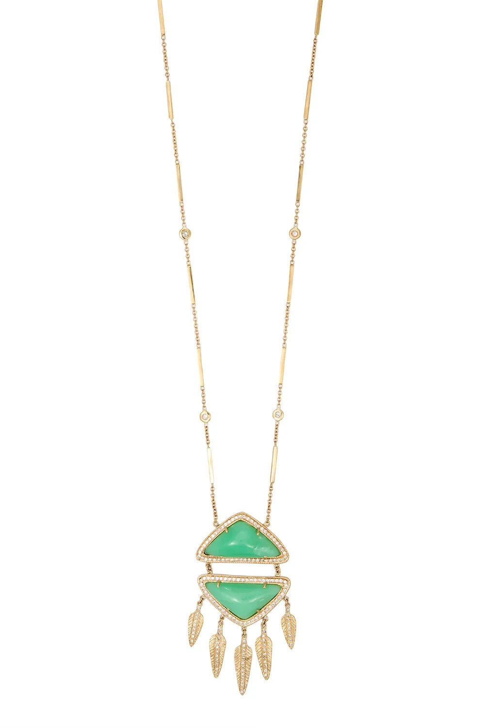 Jacquie Aiche Chrysoprase Feather Necklace