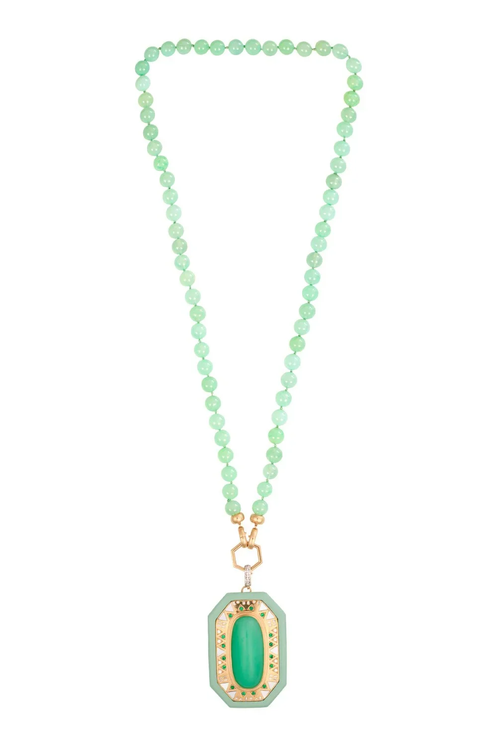 Chrysoprase Pendant Bead Foundation Necklace Chrysoprase Pendant Bead Foundation Necklace