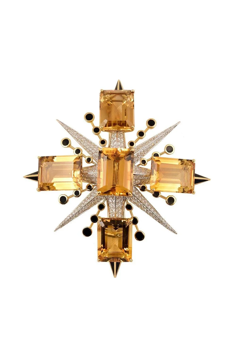 Citrine Diamond Enamel Brooch Citrine Diamond Enamel Brooch