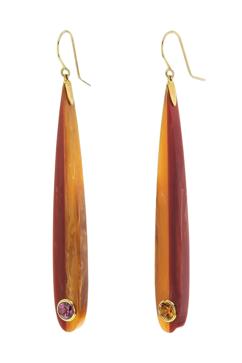 MARK DAVIS Citrine Garnet Orange Bakelite Earrings