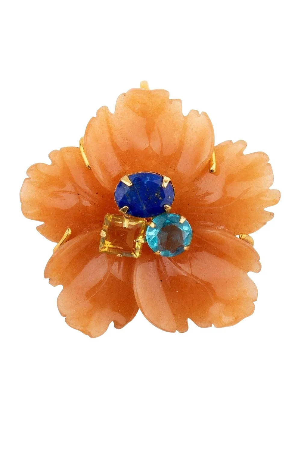 BOUNKIT JEWELRY Citrine Topaz Red Flower Pin Pendant