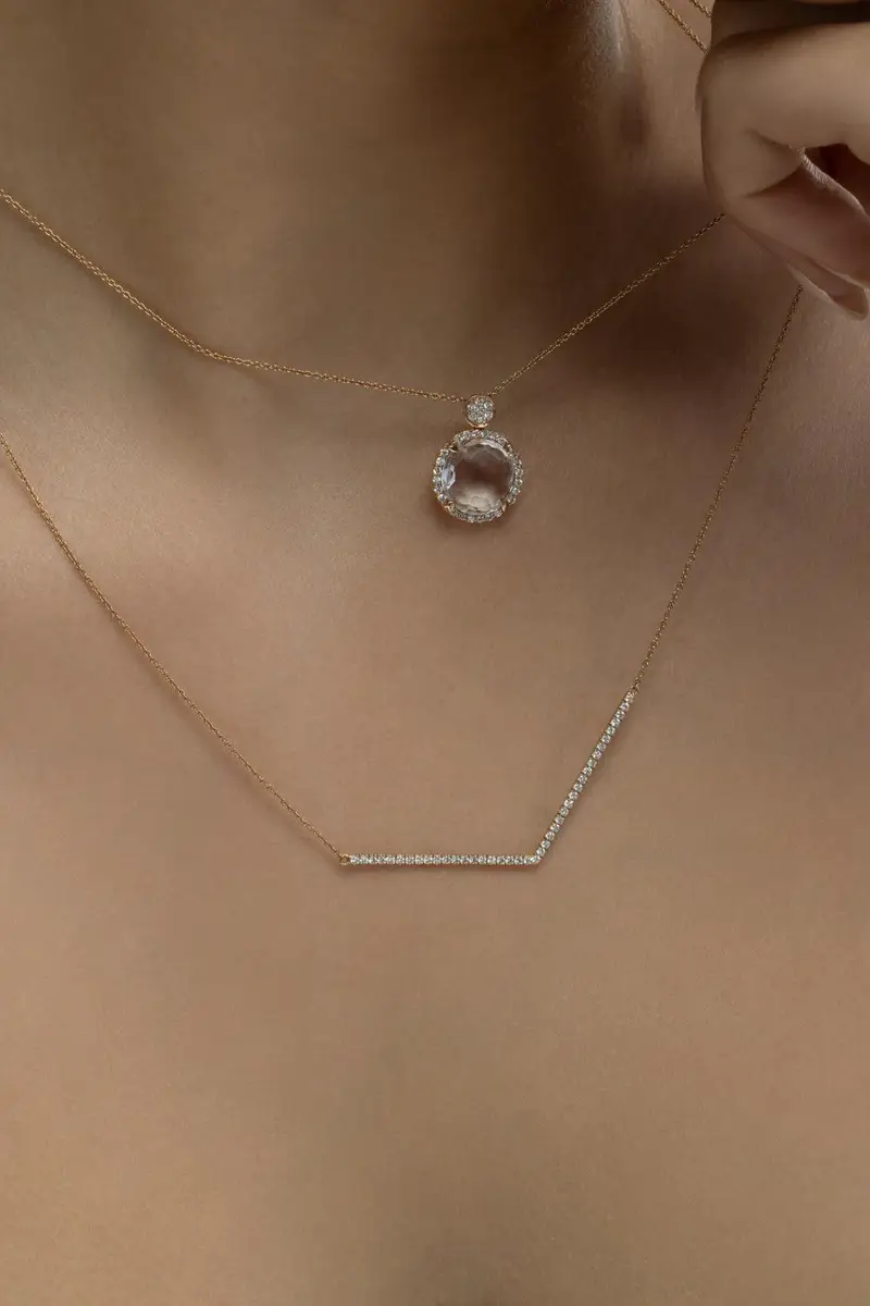 LISA NIK Clear Quartz Round Pendant Necklace | Thumbnail 3