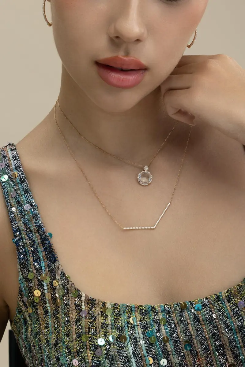 LISA NIK Clear Quartz Round Pendant Necklace | Thumbnail 4