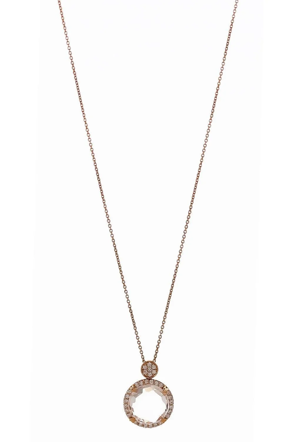 LISA NIK Clear Quartz Round Pendant Necklace