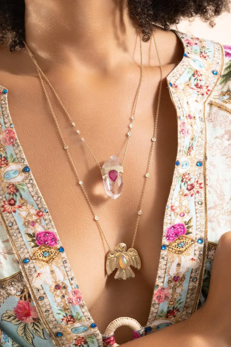 Jacquie Aiche Clear Quartz Tourmaline Pendant Necklace | Thumbnail 2 Jacquie Aiche Clear Quartz Tourmaline Pendant Necklace | Thumbnail 2