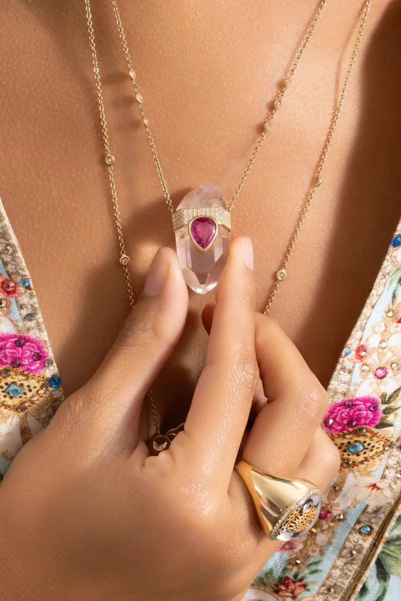 Jacquie Aiche Clear Quartz Tourmaline Pendant Necklace | Thumbnail 3 Jacquie Aiche Clear Quartz Tourmaline Pendant Necklace | Thumbnail 3