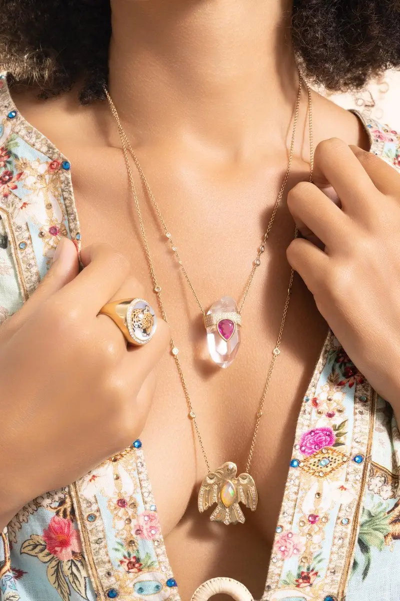 Jacquie Aiche Clear Quartz Tourmaline Pendant Necklace | Thumbnail 4 Jacquie Aiche Clear Quartz Tourmaline Pendant Necklace | Thumbnail 4