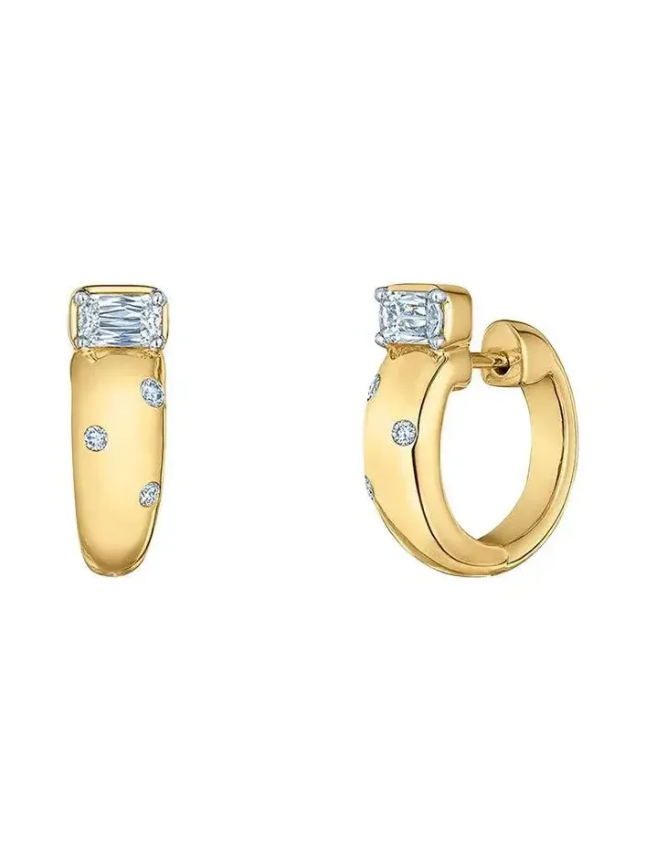 Cobblestone Accent Huggie Earrings