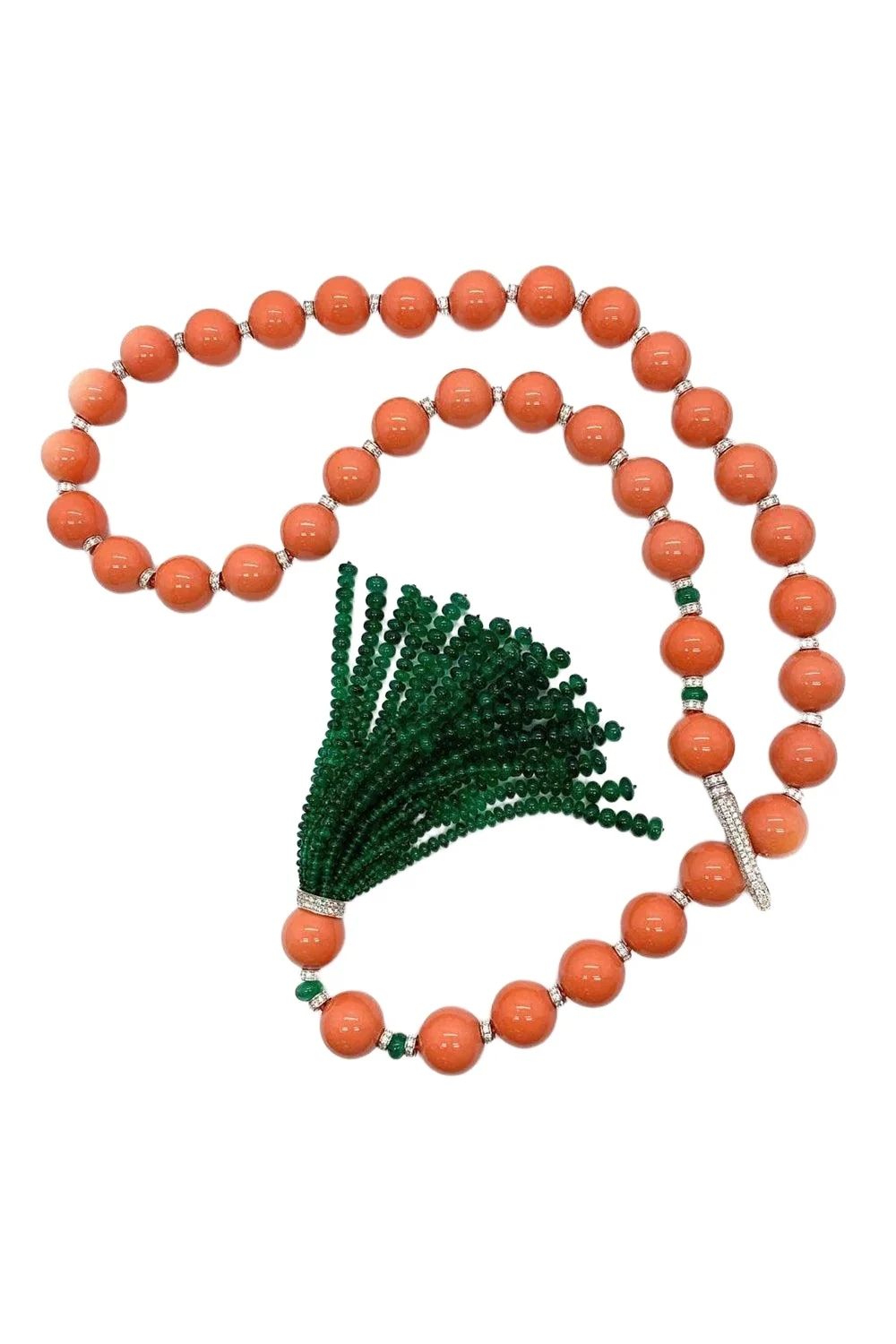 Coral Bead Tassel Necklace Coral Bead Tassel Necklace