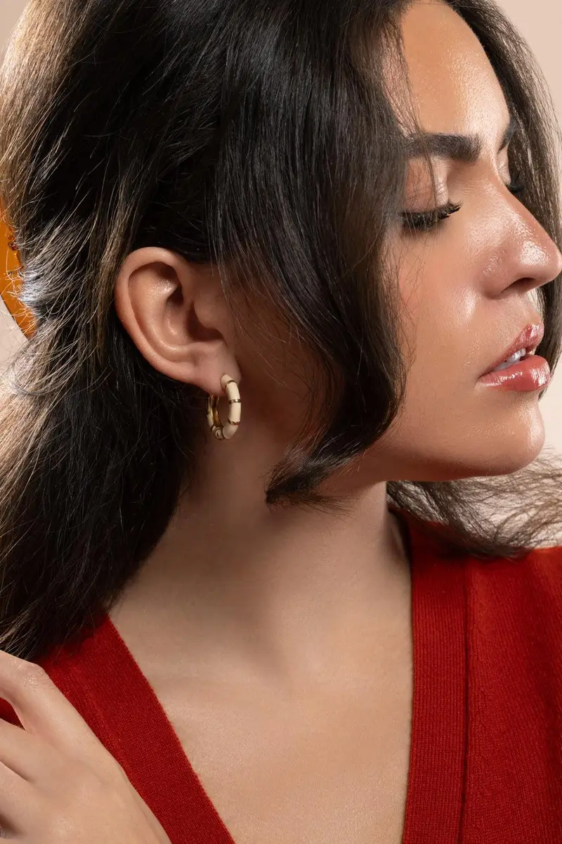 Gas Bijoux Cream Bambou Hoop Earrings | Thumbnail 4