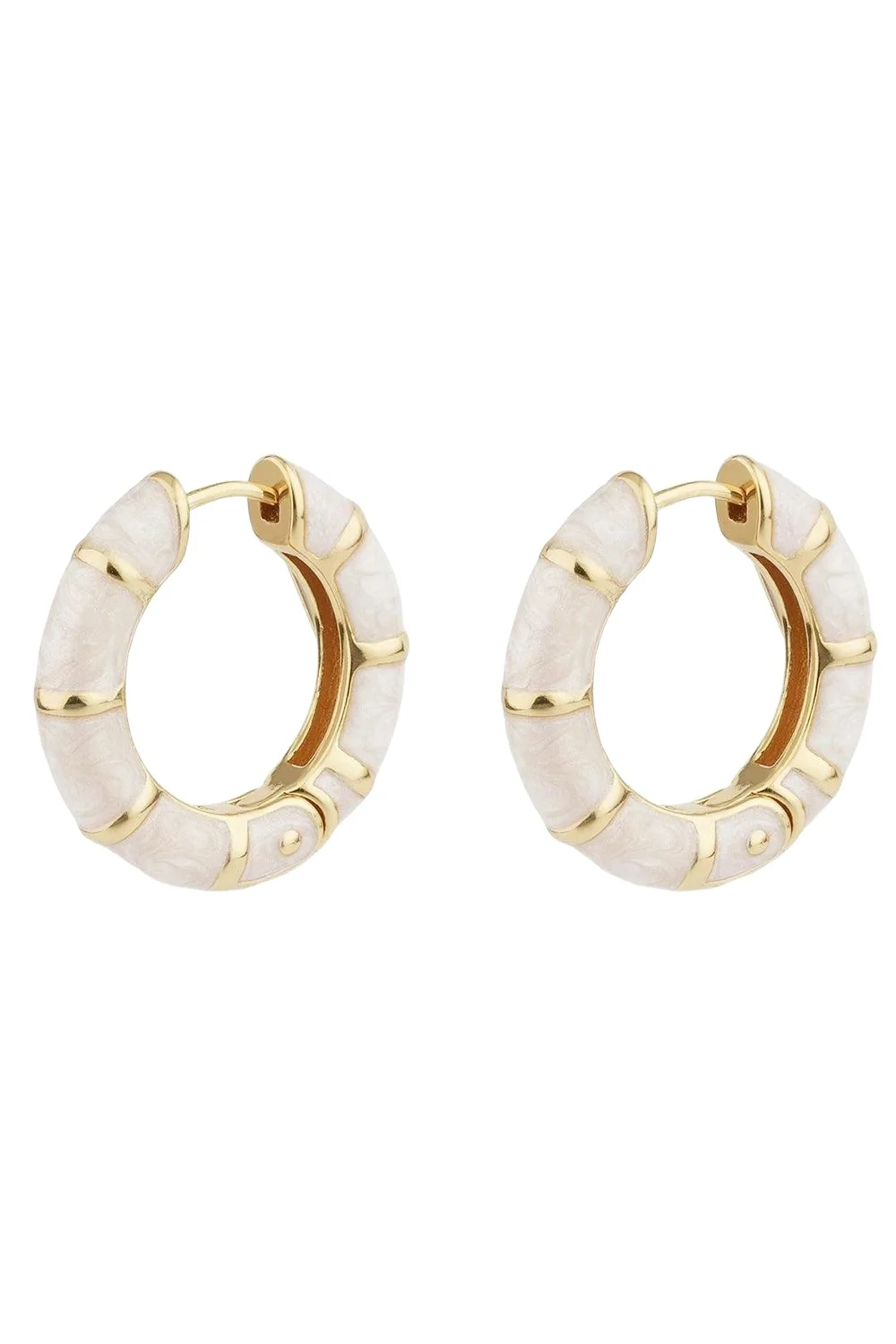 Cream Bambou Hoop Earrings
