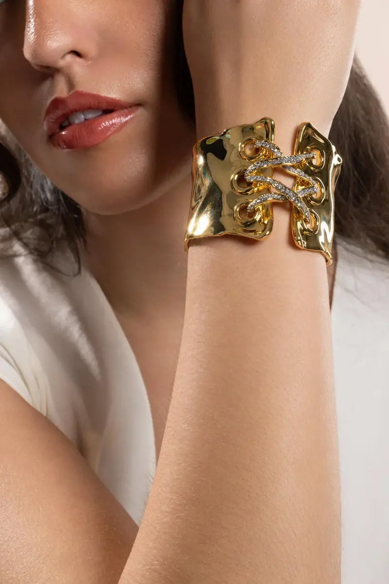 ALEXIS BITTAR Crystal Lace Up Solanales Cuff Braclet | Thumbnail 3 ALEXIS BITTAR Crystal Lace Up Solanales Cuff Braclet | Thumbnail 3