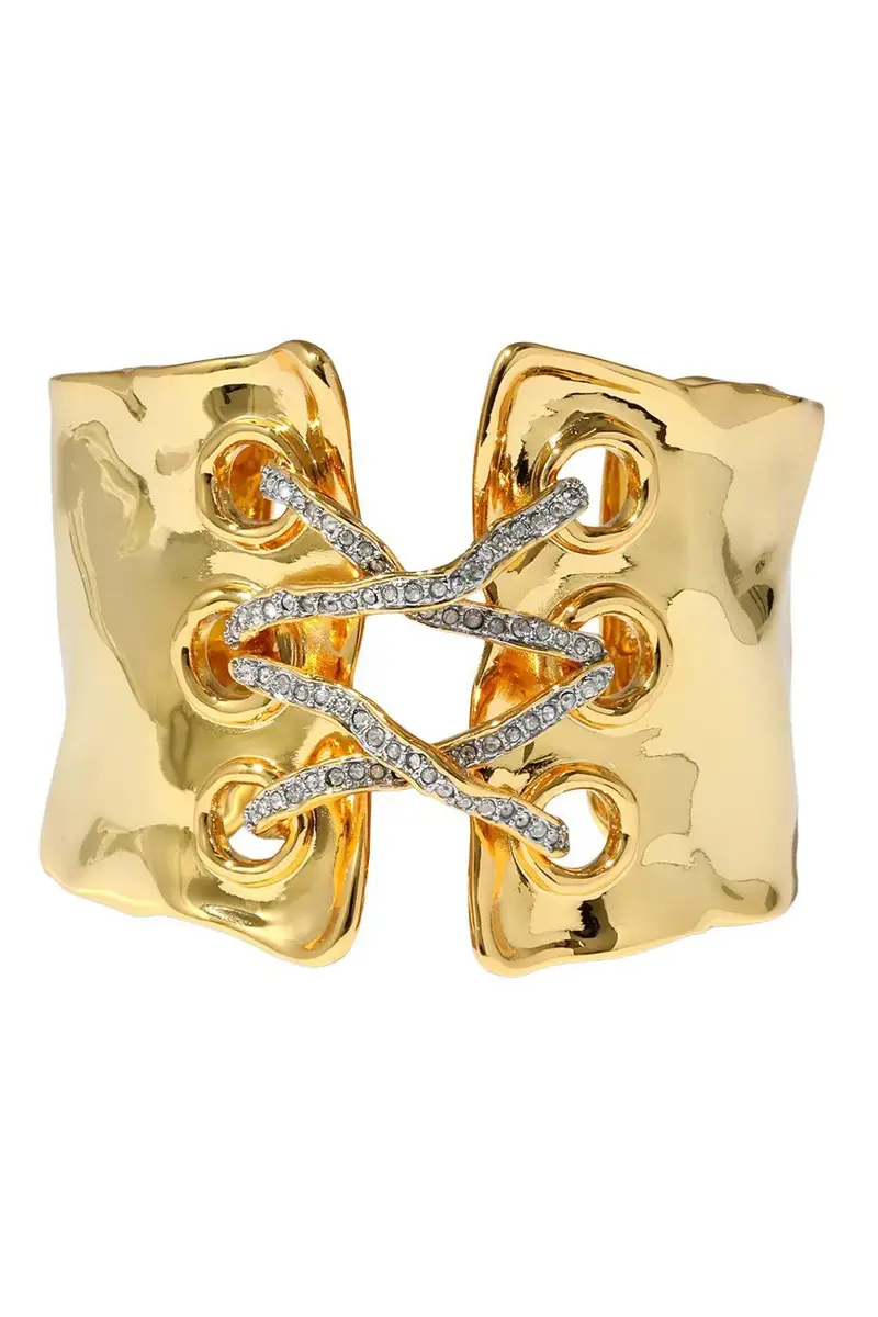 ALEXIS BITTAR Crystal Lace Up Solanales Cuff Braclet | Image 1 ALEXIS BITTAR Crystal Lace Up Solanales Cuff Braclet | Image 1