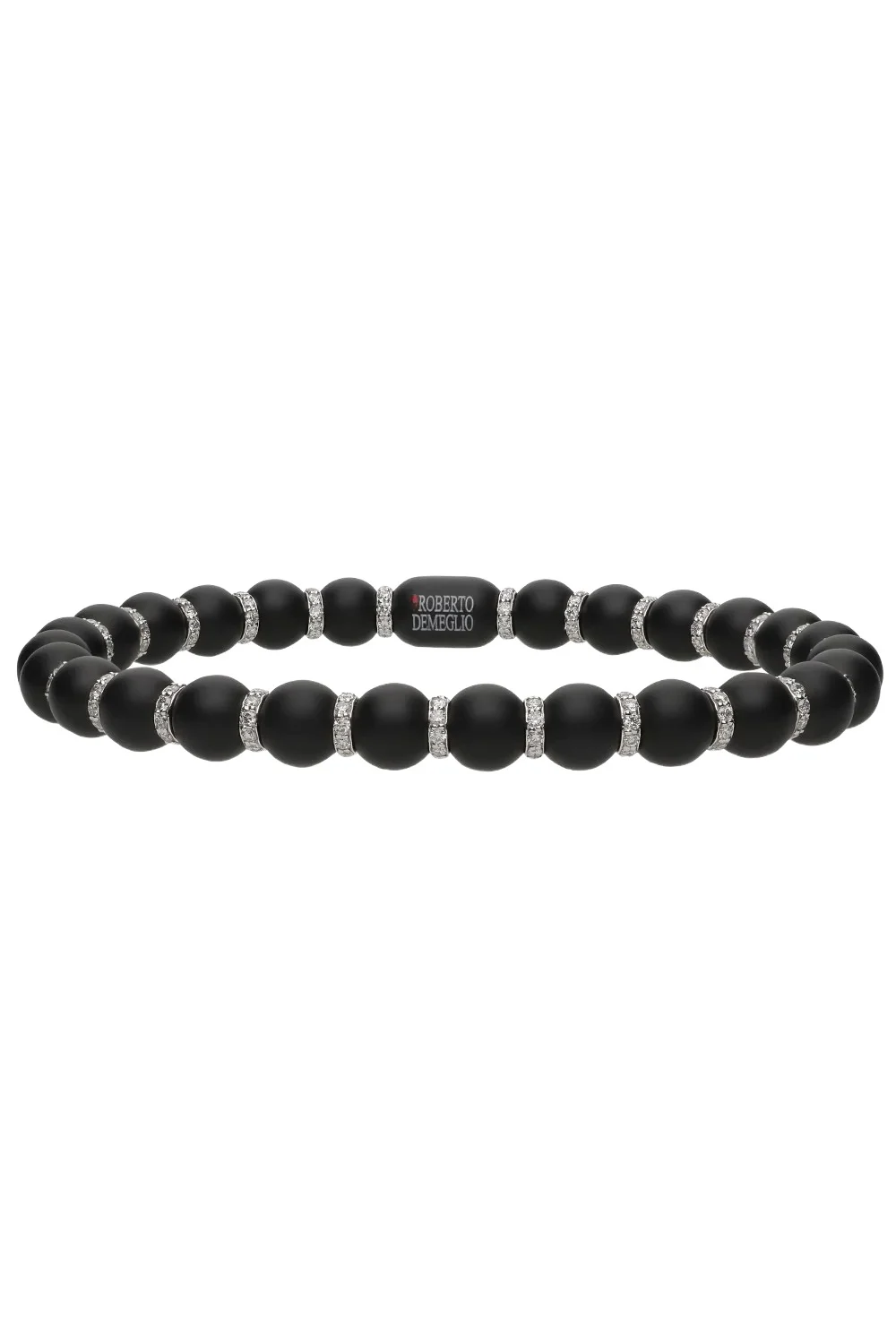 Diamond Alternating Matte Black Sfera Stretch Bracelet Diamond Alternating Matte Black Sfera Stretch Bracelet