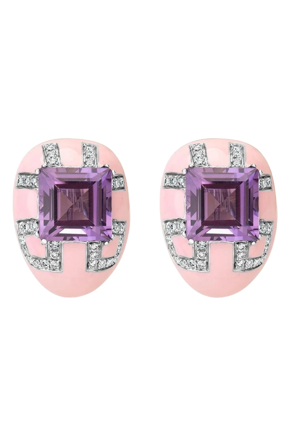 Diamond Amethyst Pink Earrings Diamond Amethyst Pink Earrings