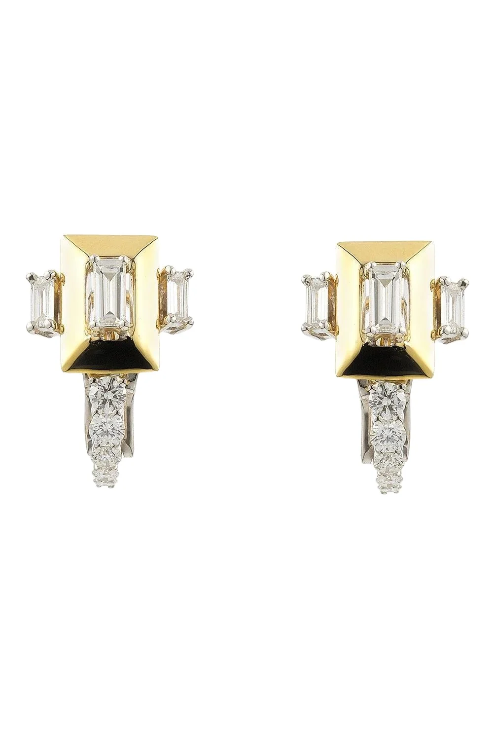YEPREM Diamond Baguette Golden Strada Earrings