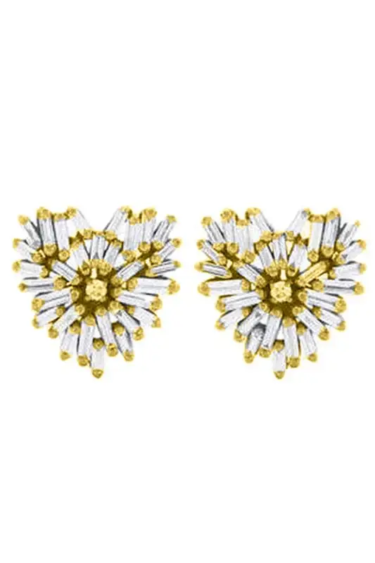 Suzanne Kalan Diamond Baguette Heart Earrings | Thumbnail 3