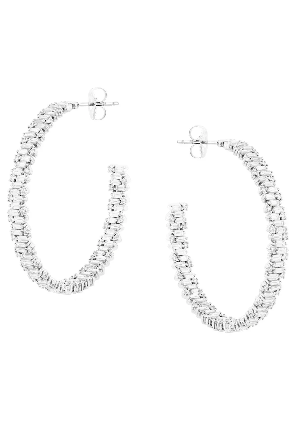Suzanne Kalan Diamond Baguette Hoops - 45m