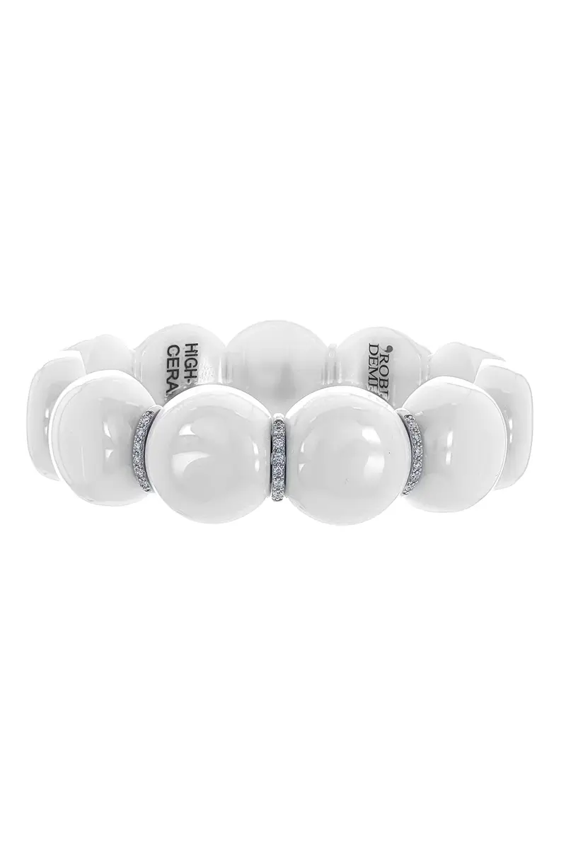 ROBERTO DEMEGLIO Diamond Bar White Large Bead Dama Bracelet | Image 1 ROBERTO DEMEGLIO Diamond Bar White Large Bead Dama Bracelet | Image 1