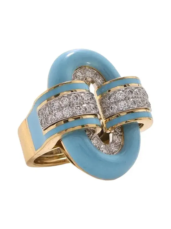 Diamond Blue Oval Buckle Ring Diamond Blue Oval Buckle Ring