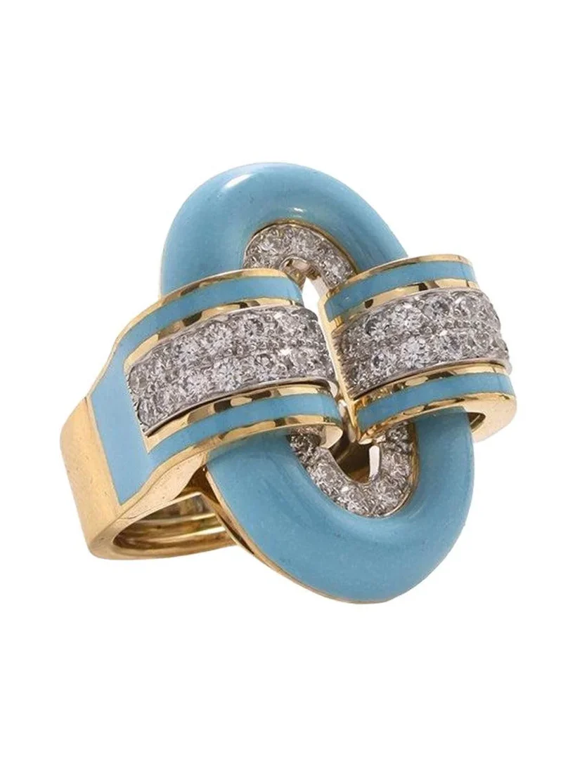 Diamond Blue Oval Buckle Ring Diamond Blue Oval Buckle Ring