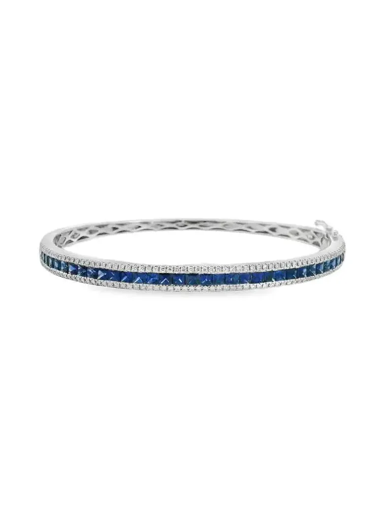 Diamond Blue Sapphire Bangle Bracelet Diamond Blue Sapphire Bangle Bracelet