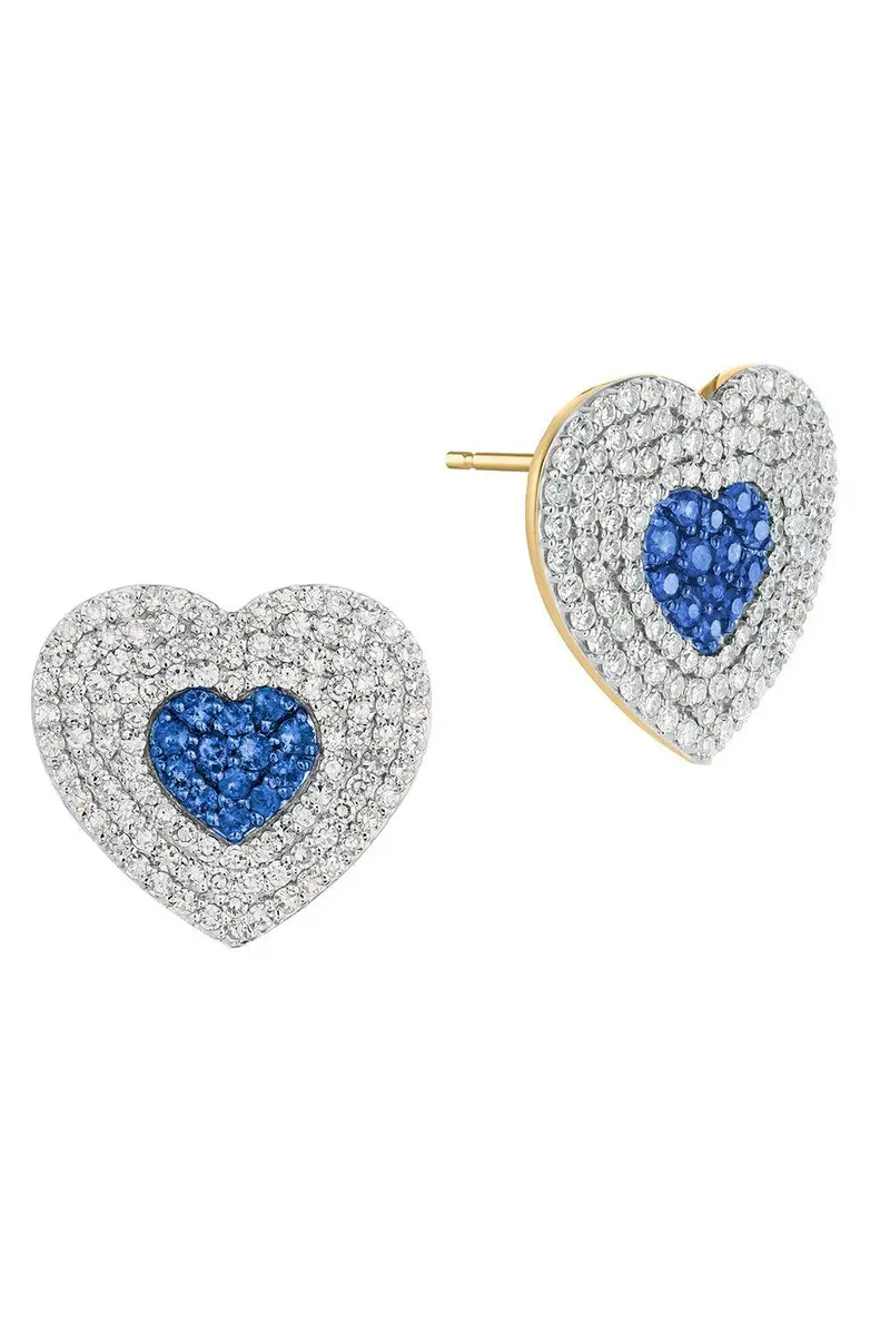 PHILLIPS HOUSE Diamond Blue Sapphire Infinity Heartbeat Stud Earrings | Image 1 PHILLIPS HOUSE Diamond Blue Sapphire Infinity Heartbeat Stud Earrings | Image 1