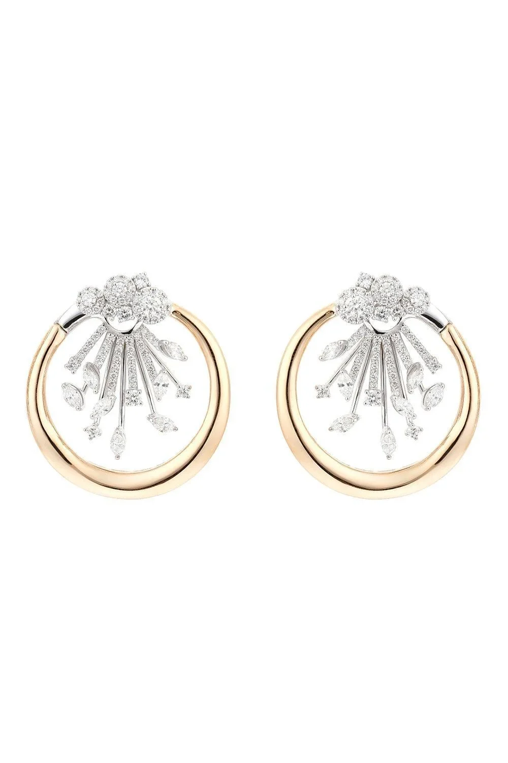 Diamond Cluster Round Hoop Earrings