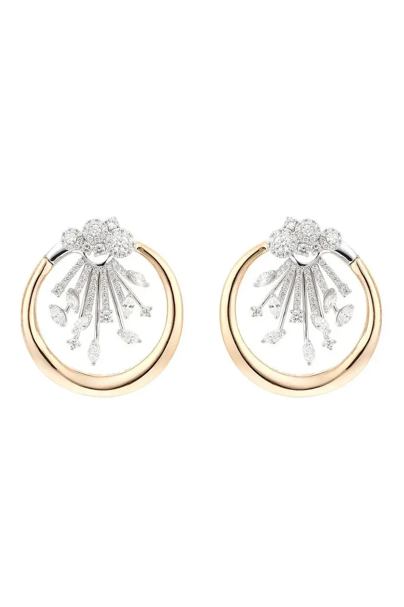YEPREM Diamond Cluster Round Hoop Earrings | Image 1 YEPREM Diamond Cluster Round Hoop Earrings | Image 1