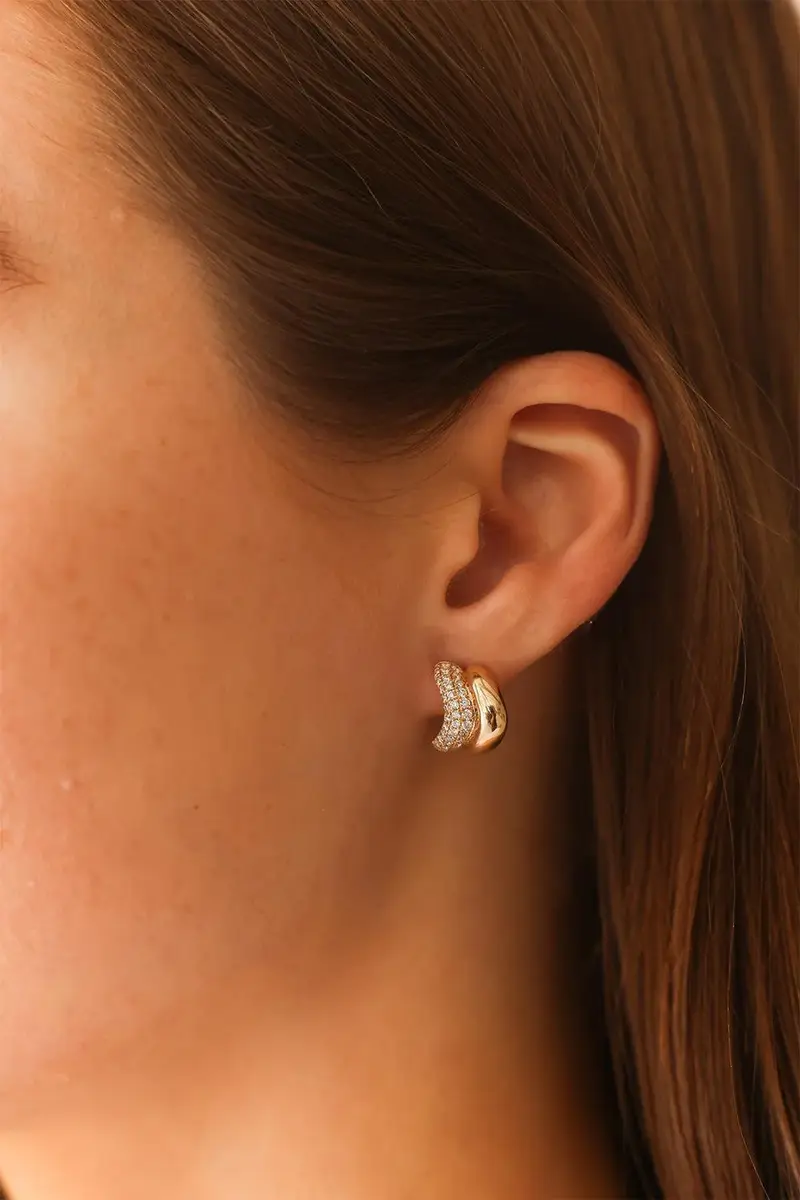 DANA REBECCA DESIGNS Diamond Cynthia Rose Huggie Earrings | Thumbnail 2 DANA REBECCA DESIGNS Diamond Cynthia Rose Huggie Earrings | Thumbnail 2