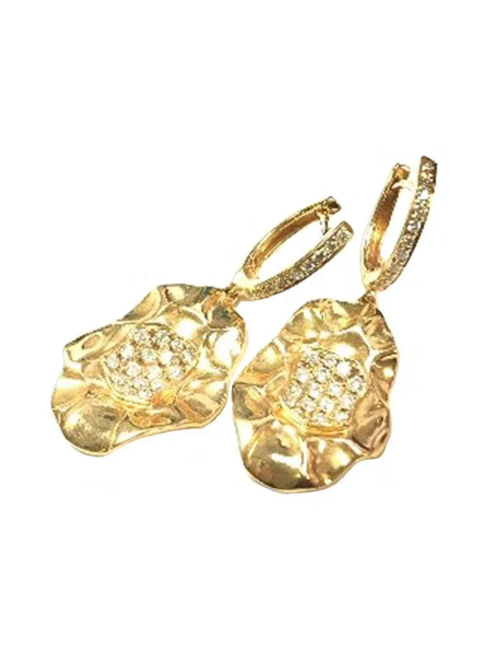 Diamond Drop Circle Hoop Earrings