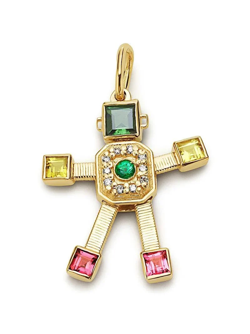 VAN Diamond Emerald Tourmaline Midi Bespoke Disco Robot Pendant