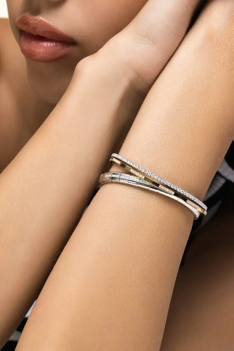 ROBERTO DEMEGLIO Diamond Five Section Pura Shiny Stretch Bracelet | Thumbnail 2