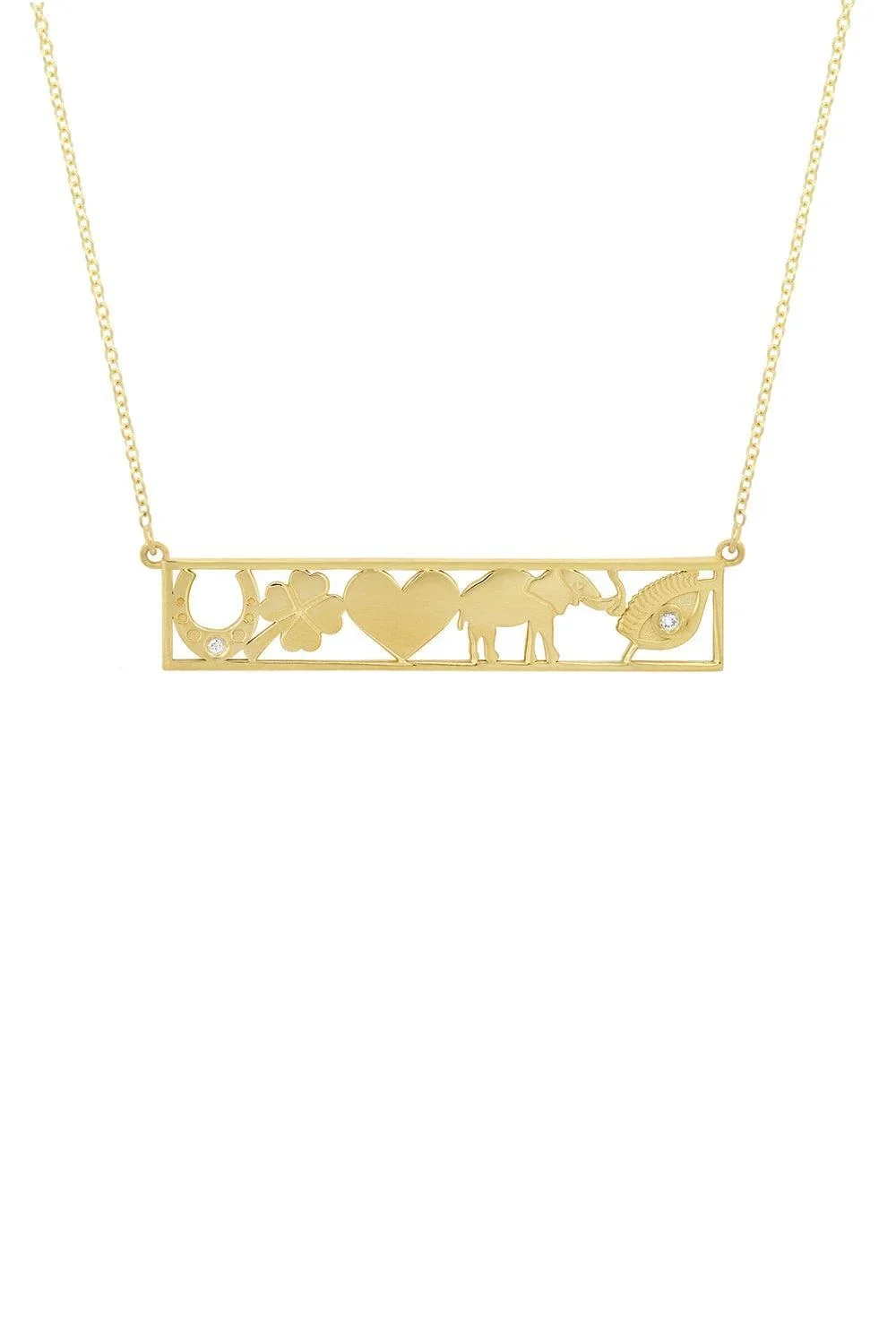 Jennifer Meyer Diamond Good Luck Bar Necklace