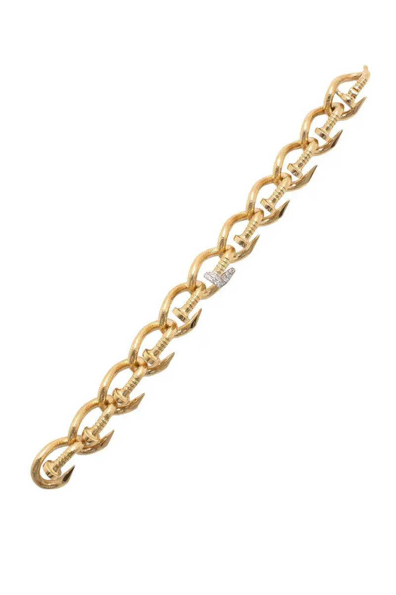 DAVID WEBB Diamond Hammered Bent Nail Link Bracelet | Image 1 DAVID WEBB Diamond Hammered Bent Nail Link Bracelet | Image 1