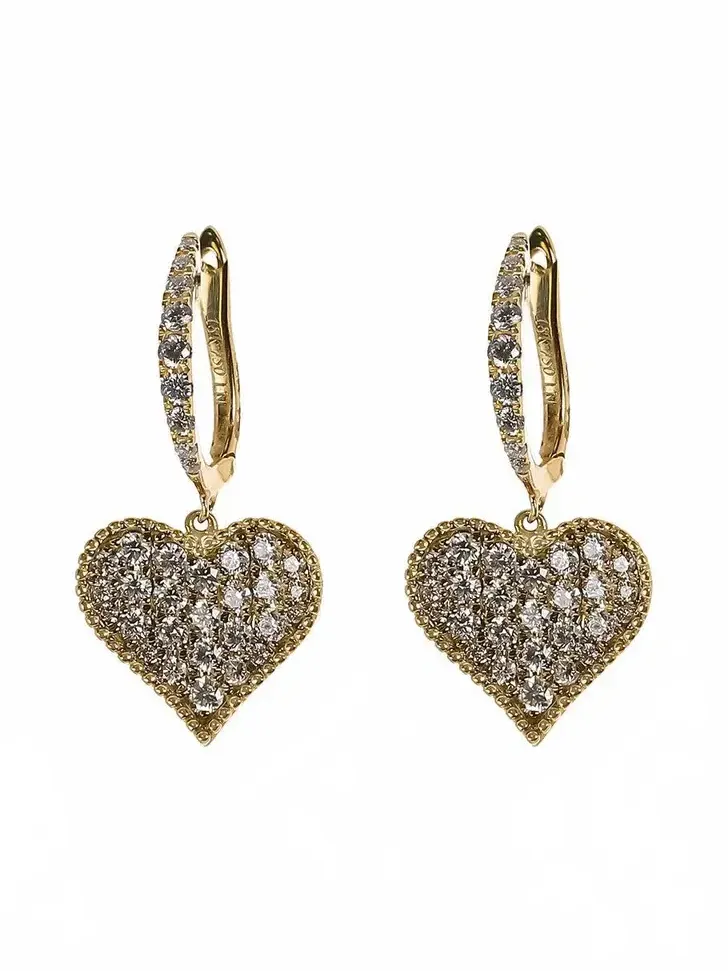 Diamond Heart Drop Earrings Diamond Heart Drop Earrings