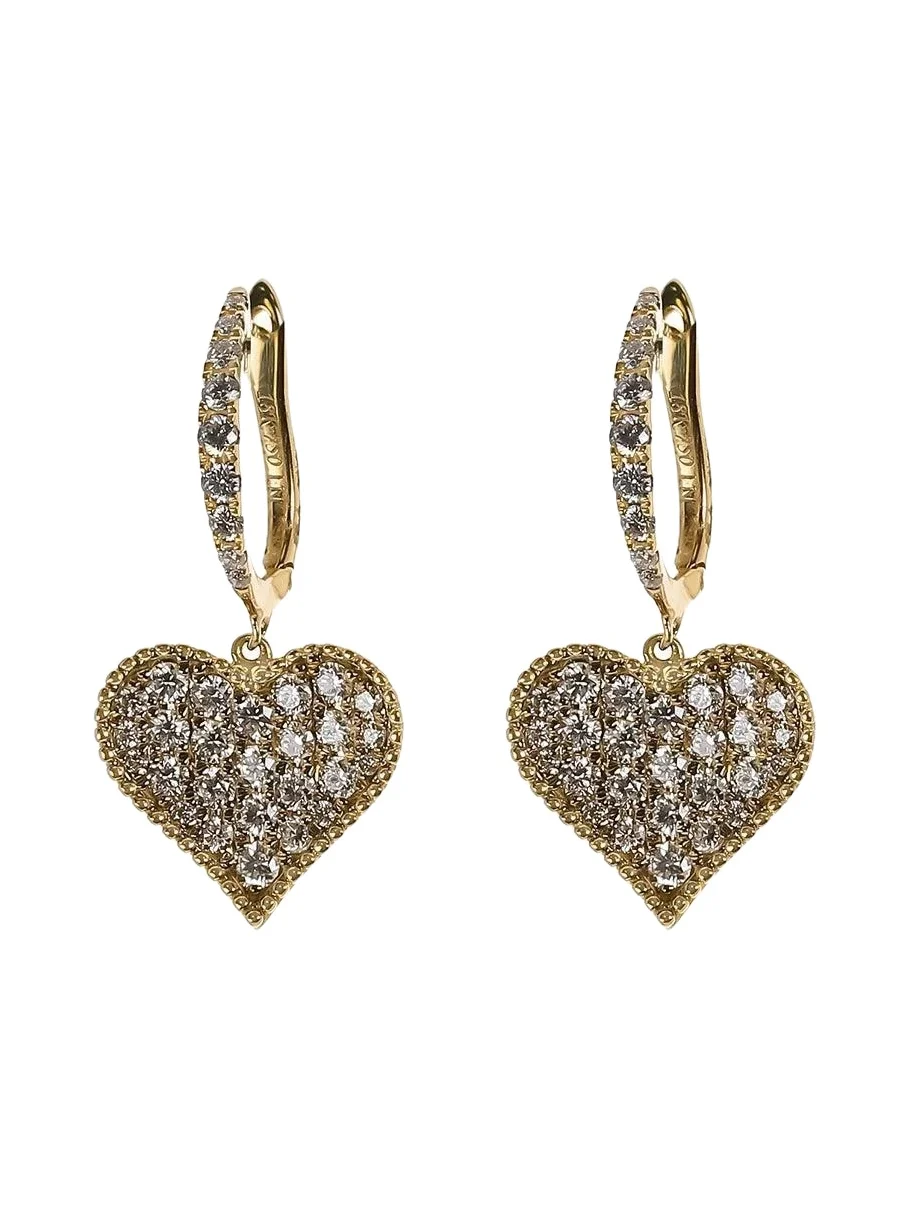 Diamond Heart Drop Earrings Diamond Heart Drop Earrings