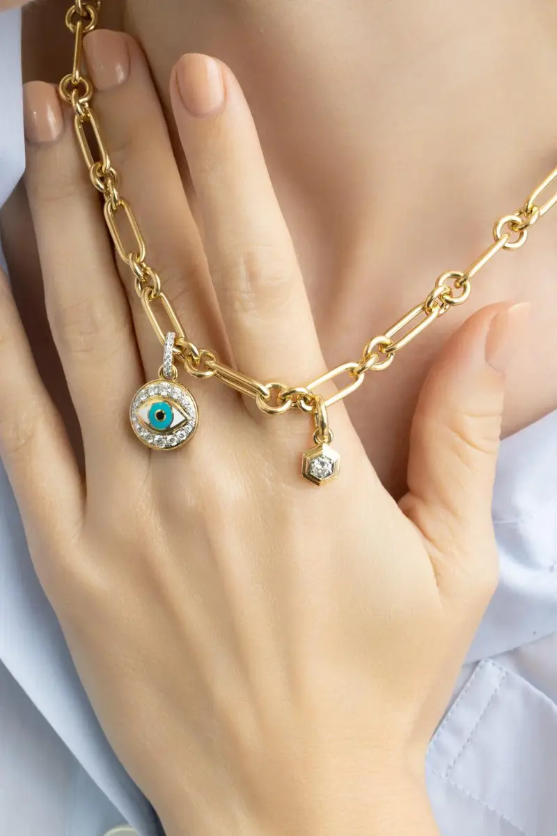 SARA WEINSTOCK Diamond Honey Comb Pendant Charm | Thumbnail 4