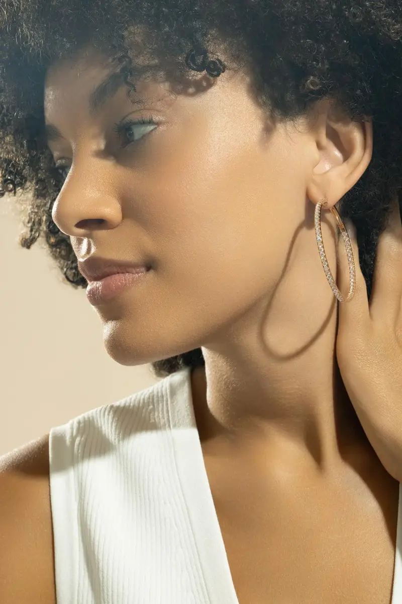 ANDREOLI Diamond Hoop Earrings | Thumbnail 2