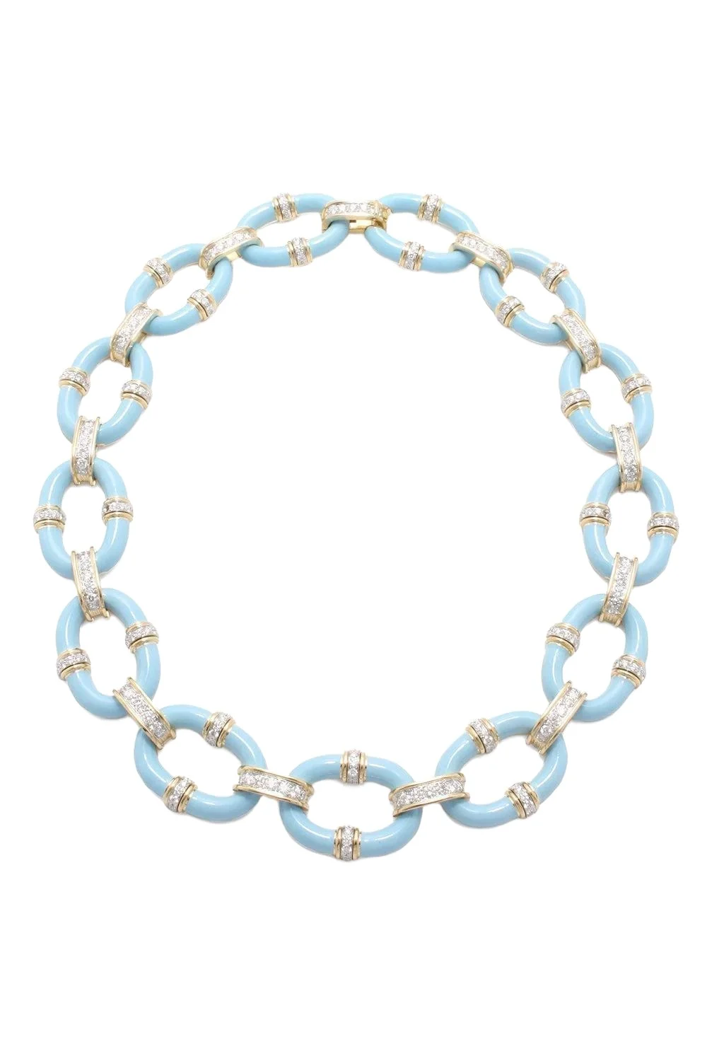 Diamond Light Blue Oval Link Necklace Diamond Light Blue Oval Link Necklace