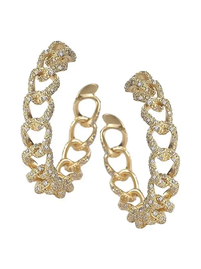 Diamond Link Hoop Earrings Diamond Link Hoop Earrings