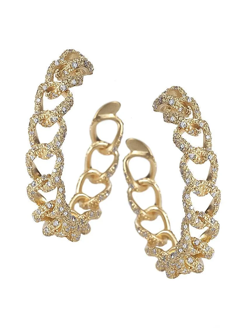 Diamond Link Hoop Earrings