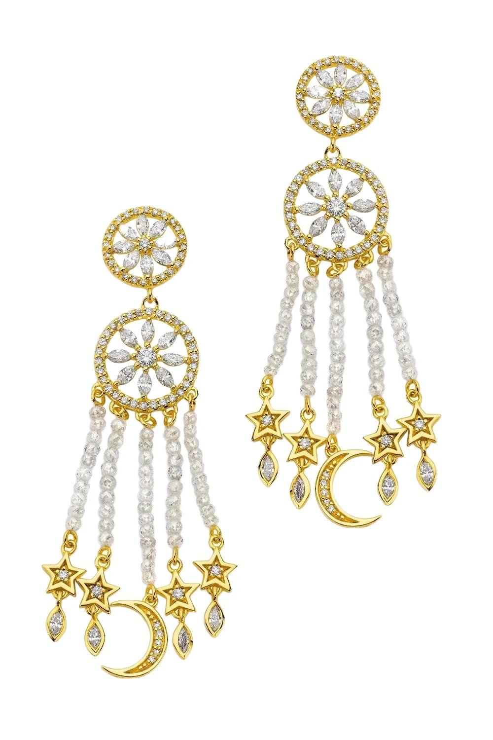 Diamond Mandala Drop Earrings