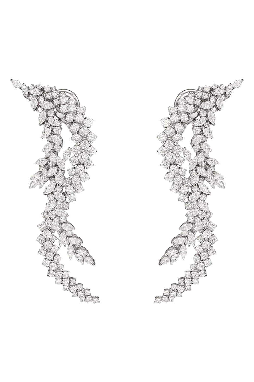 Diamond Marquise Round Y Couture Drop Earrings Diamond Marquise Round Y Couture Drop Earrings