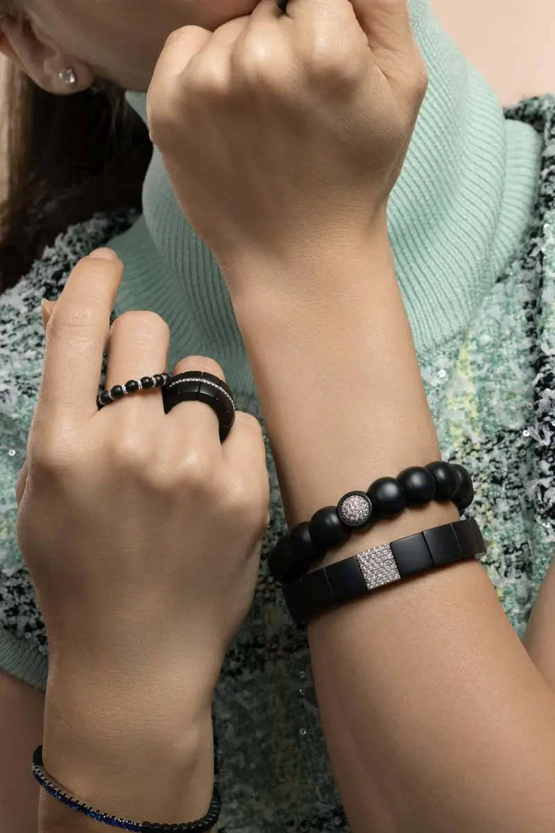 ROBERTO DEMEGLIO Diamond Matte Black Dama Stretch Bracelet | Thumbnail 3 ROBERTO DEMEGLIO Diamond Matte Black Dama Stretch Bracelet | Thumbnail 3