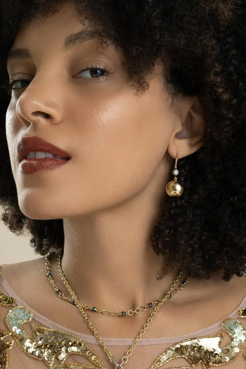 Sylva & Cie Diamond Old European Caviar Ball Earrings | Thumbnail 4 Sylva & Cie Diamond Old European Caviar Ball Earrings | Thumbnail 4